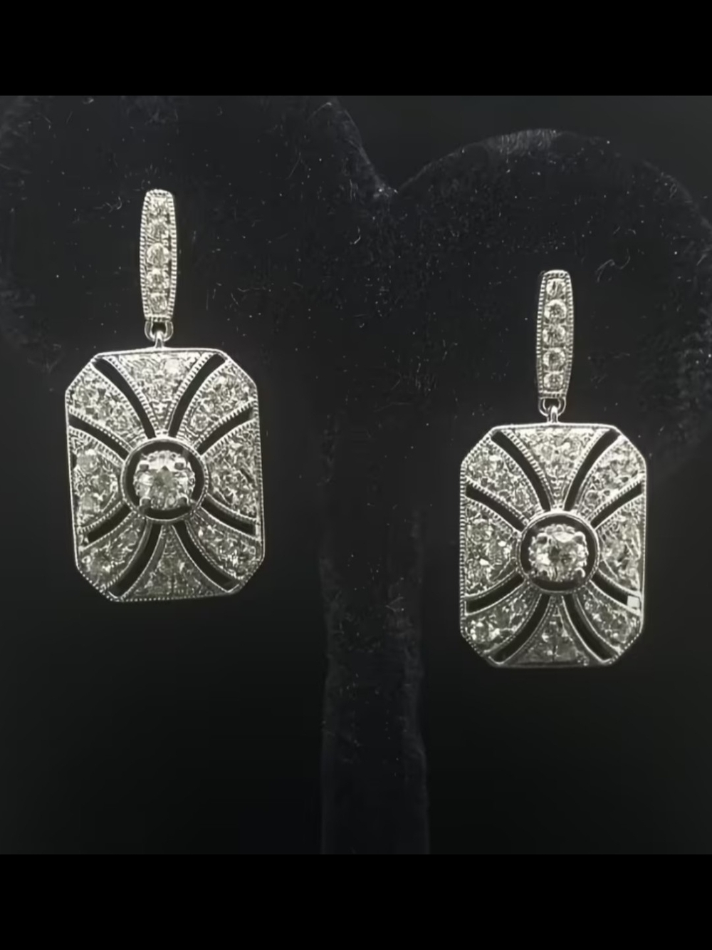 White Rhodium Quartz Sunburst Drop Earrings